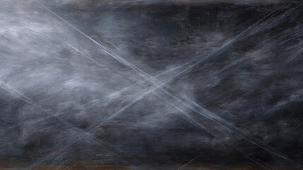 Abstract painting with a dark grey background. the painting has a rough texture, with visible lines and scratches on the surface.