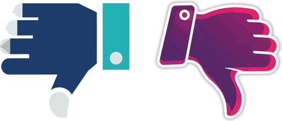 Two Thumbs Down Dislike Icons for Negative Feedback
