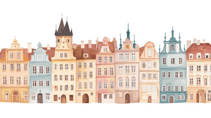 Obraz premium Old Town Square in Prague. Old Town Square in Prague watercolor vector illustration