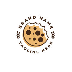 Minimal clean yummy and crunchy logo design for cookies brand, hand made cookie, healthy food brand.