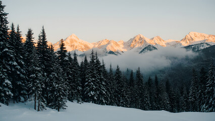 Snow-Capped Mountains at Sunrise