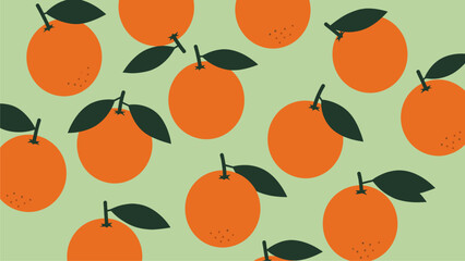 Seamless Pattern of Vibrant Oranges on a Pastel Green Background