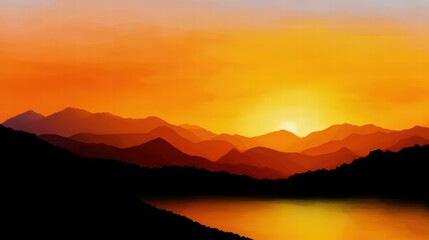 Obraz premium Stunning Sunset Over Mountain Range