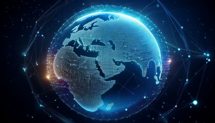 Obraz premium global network on digital earth globe world finance telecommunication connectivity business trading