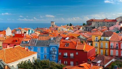 vibrant mosaic of colorful european architecture and terracotta rooftops