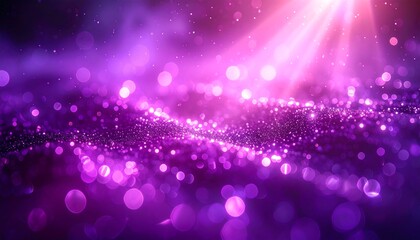 An ethereal, vibrant purple scene with bokeh and light rays streaming down, suggesting magic and wonder