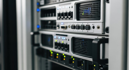 Server rack installation hosts multiple computers, switches, and routers. Server rack provides organized solutions for network management, offering efficient data storage and processing.