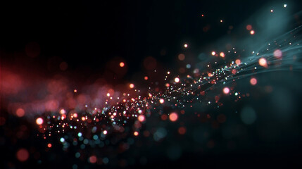 Abstract Image of Multicolored Dots Glowing in a Dark Field