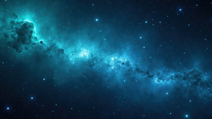Fototapeta premium Stunning cosmic scene featuring vibrant nebula with swirling clouds of gas and bright stars scattered across deep blue background