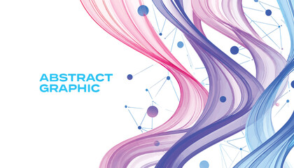 Abstract Fluid Waves with Network Connections, Futuristic Digital Art