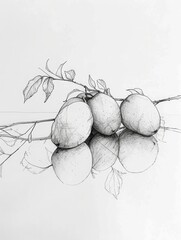 Minimalistic line art of mangoes