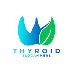 Thyroid leaf logo design vector icon. Nature medical treatment logo design template