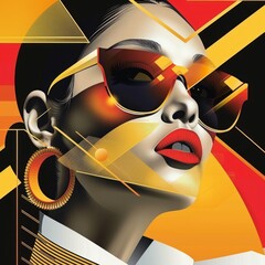 The illustration combines bold, modern design elements with a minimalist aesthetic, creating a chic and contemporary look.