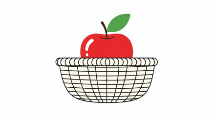 red apple in a basket