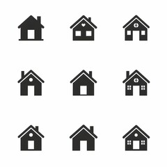Home and Factory Icon Set | Minimal Vector Design for Industry, Real Estate, and Construction