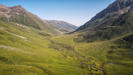 Naklejka premium The view of the Tien Shan Mountains in Kyrgyzstan