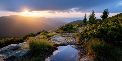 Scenic Mountain Trail at Sunset