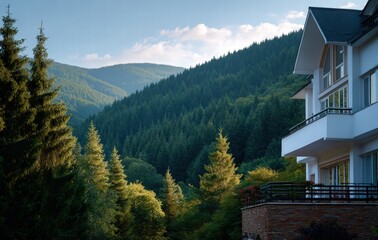 Scenic Mountain View with Modern House