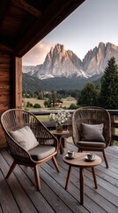 Scenic Mountain View from Cozy Balcony with Seating