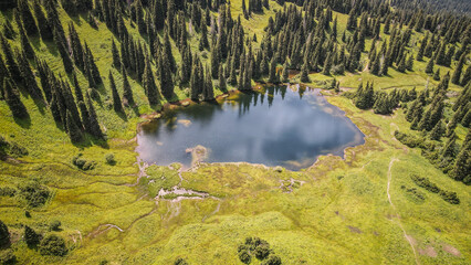 The panorama of Turnaluu-Kol Lake in Kyrgyzstan
