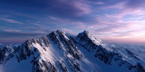 Majestic Snow-Capped Mountain Range at Dawn