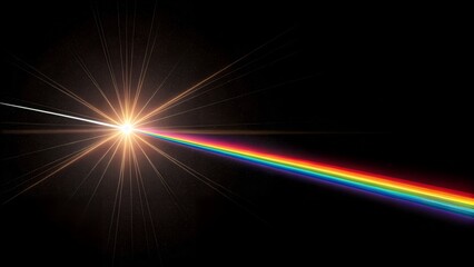 Fototapeta premium A vibrant lens flare effect creates a streak of light across a SOLID BLACK background 