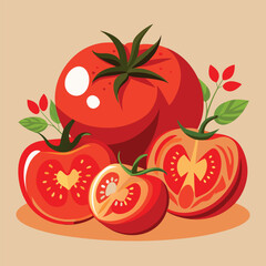 A vibrant collection of red tomatoes presented artistically