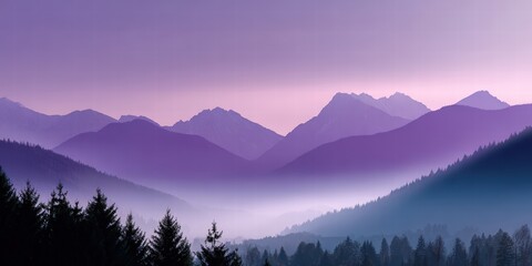 Majestic Mountain Range with Misty Forests