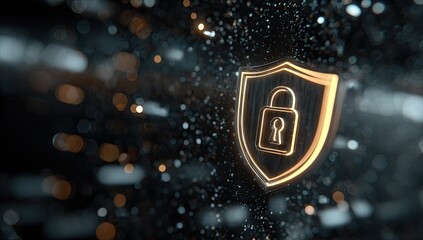 Cybersecurity Shield Protecting Digital Data and Information.