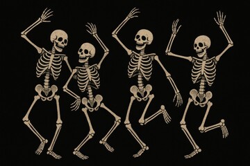 Obraz na płótnie Canvas Dancing skeletons joyful celebration