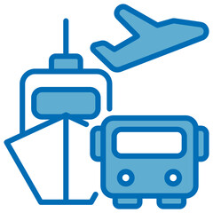 Transport Blue White Icon Editable Stroke