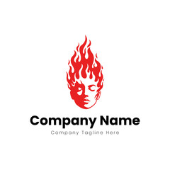 Face with flames for hair logo
