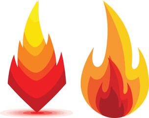 Stylized Fire and Flame Illustrations with Vibrant Colors