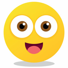 Bright yellow circular emoji with wide startled eyes