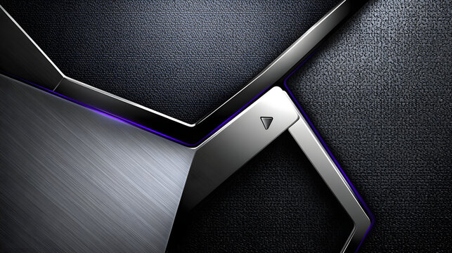 Dark Stylish Abstract Background with Neon Violet and Emerald Accents &ndash; Futuristic Metallic Texture