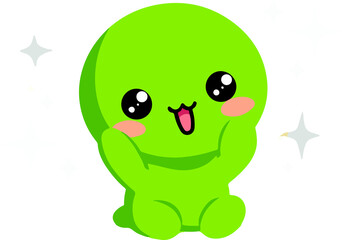 A funny green frog cartoon character with big