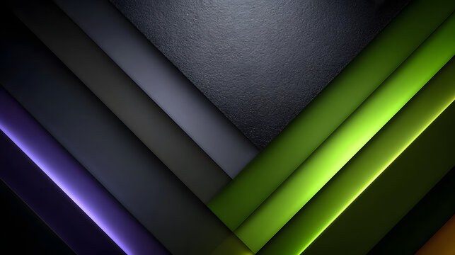 Dark Stylish Abstract Background with Neon Violet and Emerald Accents &ndash; Futuristic Metallic Texture