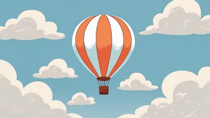 Whimsical Ascent: A Stylized Hot Air Balloon Illustration

