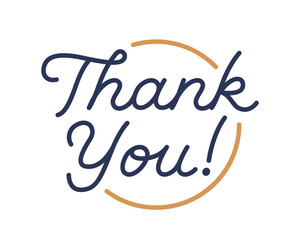 Thank You! Hand Drawn Calligraphic Sign. Thank You Hand Lettering. Vector illustration.
