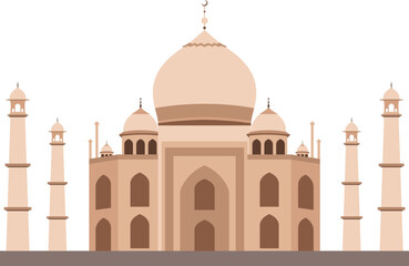 Flat Vector Illustration of Taj Mahal