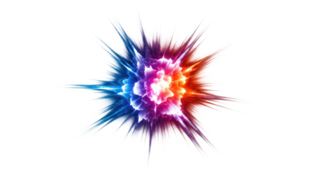 Digital Art Explosion on Black Backdrop, Featuring Radiant Colors and Spikes