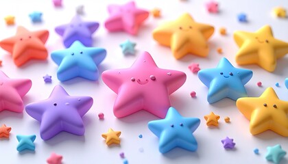 Cute cartoon stars in pastel colors