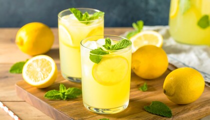 Refreshing lemonade with mint