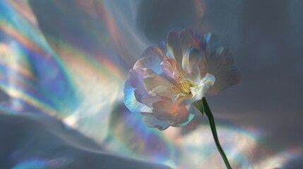 Close-up of a single flower with a long stem. the flower is in the center of the image, with its petals spread out in a star-like shape.