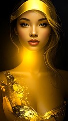 Golden portrait of a woman