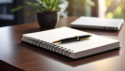 Notepad with pen, Generated image