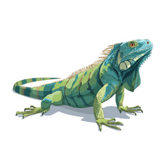 Iguana, 2D flat vector illustration in icon style, isolated on a white background
