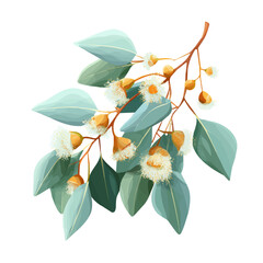 Eucalyptus, 2D flat vector illustration in icon style, isolated on a white background