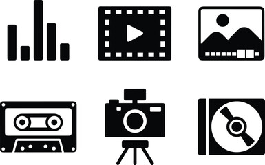 Media, Entertainment, and Communication Icons Set - Music and Film.