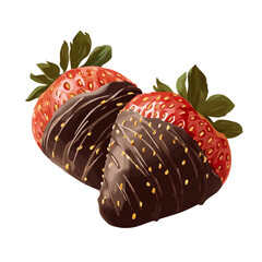 2D flat vector graphic of a Chocolate-covered Strawberries in icon style, isolated on white background